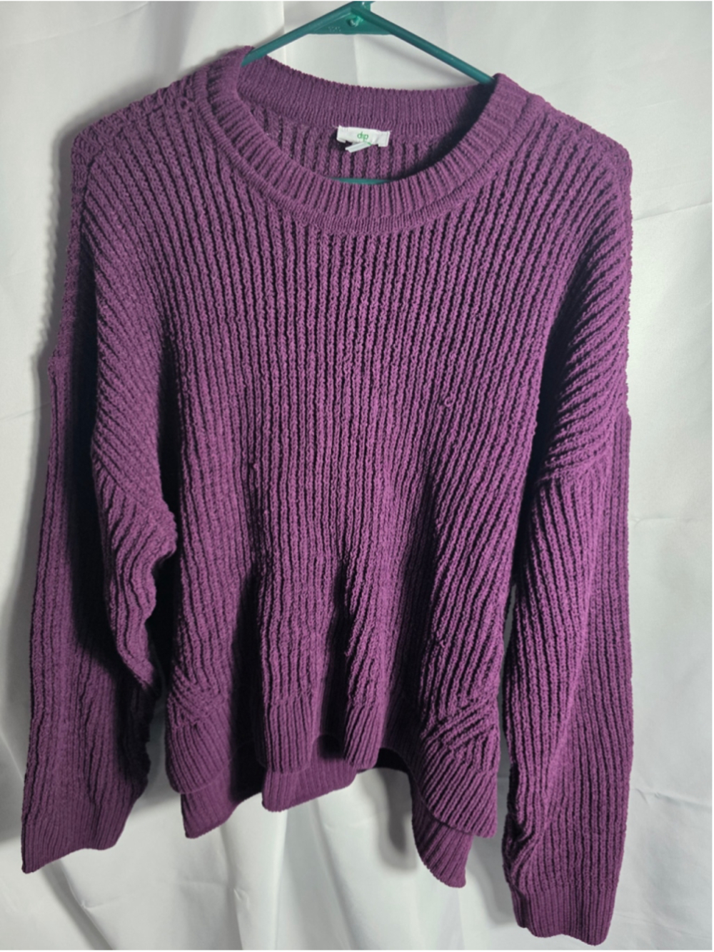 Women's dip Purple Ribbed Knit Crew Neck Sweater Size XL fall cozy trendy chic